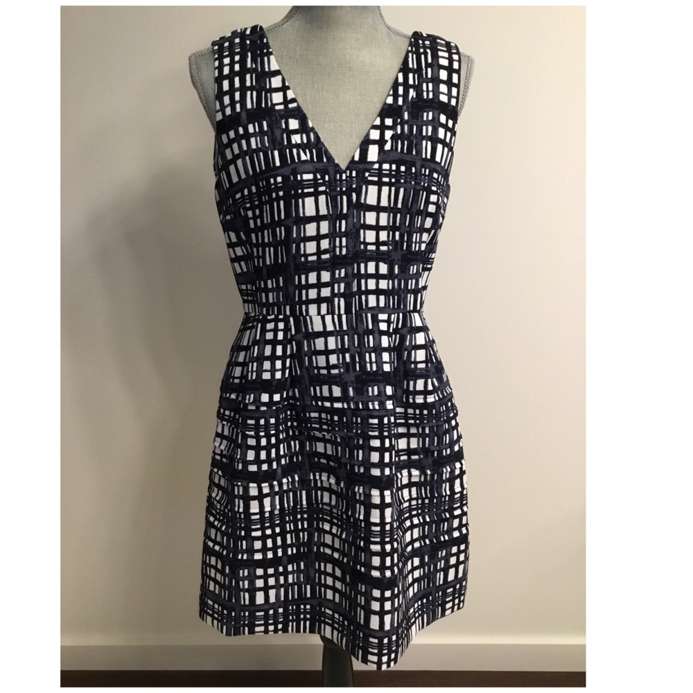 Madewell Midnight In Brushstroke Plaid Dress Blue